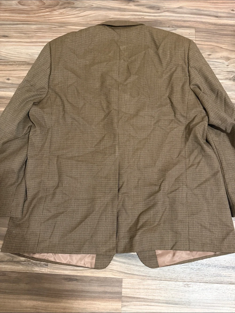 Lauren Ralph Lauren Wool 2 Button Sport Coat 52L Tan Houndstooth Windowpane